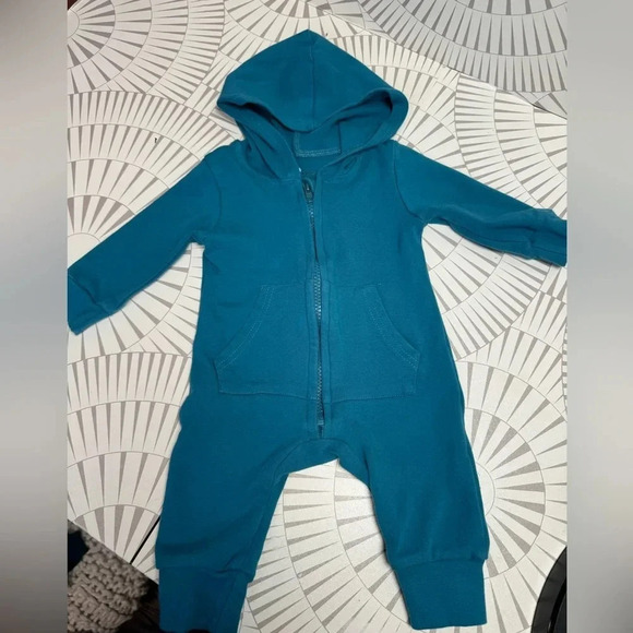 Little One Shop Infant One Piece Zipper Hoodie Turquoise Size 3-6 months - Picture 1 of 3